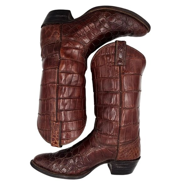 Vintage Justin 8880 Exotic Men's 10.5 Brown Full Alligator Cowboy Western Boots - Picture 12 of 16